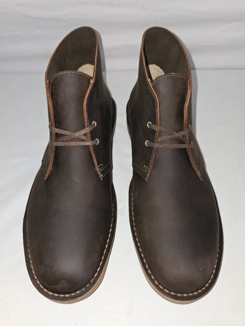 Clarks Shepton Boots Men's Brown Beeswax Leather Chukka Boots Men's 13 W (WIDE)
